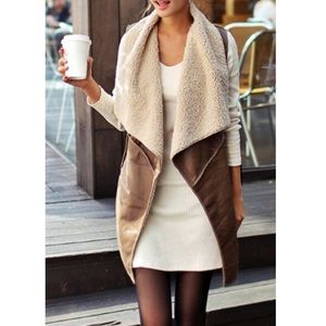 Faux leather faux shearling Vest